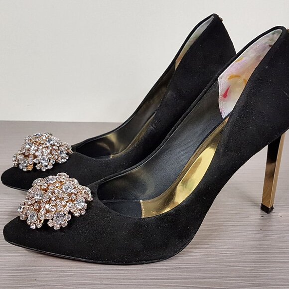 Ted Baker London 'Peetch' Black Suede Pointy Toe Pump Womens Size 8.5 / 39 - Picture 1 of 9